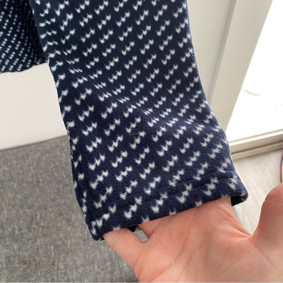 L.L Bean Mens Navy Blue Patterned Fleece Buttoned Sweatshirt Size XL - Picture 8 of 14